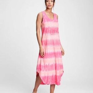 GAP 100% cotton Pink tie-dye midi dress | L | Boho Beach coverup or casual dress